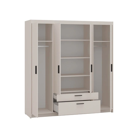 Kleiderschrank Rene 176 cm beige sand stilvolles Design geräumiger Kleiderschrank Kleiderschrank mit klassischer Form ausgestattet mit großen Schubladen