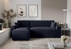 Ecksofa mit Schlaffunktion Brandon Bis marineblau links weicher Stoff mit charakteristischer Schleifenoberfläche Bettzeugbehälter