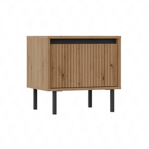 Nachttisch Osaka Eiche evoke / schwarz mit Schublade ideal Schlafzimmer Schrank-Set auf Metall schwarz Beine trendigen Farben