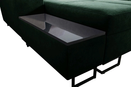 Ecksofa mit Schlaffunktion Alcamo grau links elegantes und stilvolles Ecksofa mit einer ausziehbaren praktischen Schublade an der Seite des Möbels