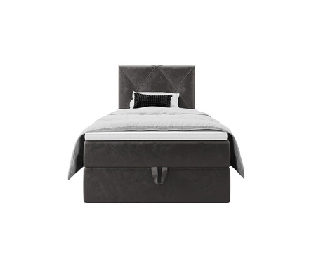 Boxspringbett Arvada 100x200 grau Bett im modernen skandinavischen Stil mit gepolstertem Kopfteil Bett mit Staukasten