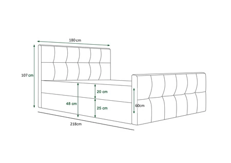 Boxspringbett Manhattan 180x200 hellbraunes Bett im modernen skandinavischen Stil mit gepolstertem Kopf- und Fußteil