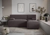 Ecksofa mit Schlaffunktion Brandon graphit rechte Seite weicher Stoff mit charakteristischer Schlingenoberfläche Bettzeugbehälter