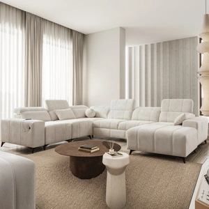 Ecksofa mit Schlaffunktion Penejos VIII creme rechts stilvolles Ecksofabett aus strapazierfähigem Stoff