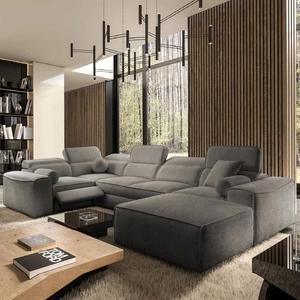 Ecksofa mit Schlaffunktion Viano IV Lux grau rechts Design-Ecksofa mit ausziehbarem Fußteil großer Stauraum für Bettzeug