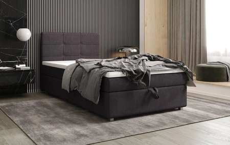 Boxspringbett Fresno 90x200 graphit im modernen skandinavischen Stil mit gepolstertem Kopfteil Bett mit Staukasten