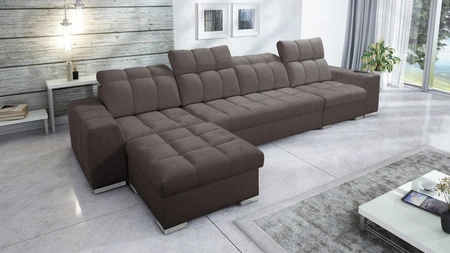 Ecksofa mit Schlaffunktion Luigi XII braun linke Seite stilvolles Ecksofa für das Wohnzimmer in einer minimalistischen und eleganten Ausführung