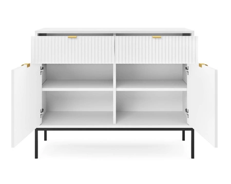 Kommode mit Schubladen Lovro 104 cm weiß modernes Design wird die Liebhaber von markanten Interieurs begeistern