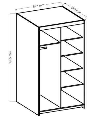 Rene Kleiderschrank 90 cm weiß modernes Design ABS Einfassung idealer Kleiderschrank für Schlafzimmer oder Ankleidezimmer geräumige Schubladen