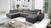 Ecksofa mit Schlaffunktion Bolmso VI graphit rechte Seite bequemes Ecksofa mit verstellbaren Kopfstützen dekorative Steppung auf dem Sitz