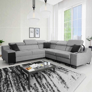 Ecksofa mit Schlaffunktion Alcamo III grau rechts funktionelles und stilvolles Ecksofa mit einer Schublade in der Seite zwei Behälter für Bettzeug