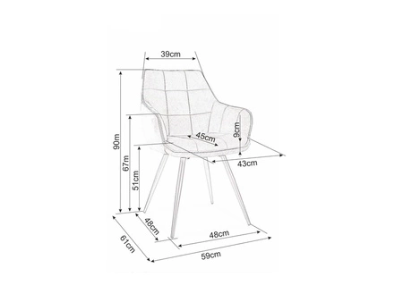 Lilia gepolsterter Stuhl schwarz moderner und funktioneller Eimerstuhl mit Metallbeinen