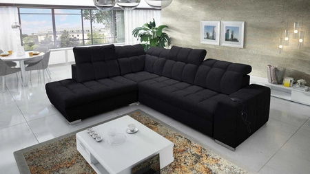 Ecksofa mit Schlaffunktion Luigi VII schwarz links Komfort-Ecksofa in moderner Form