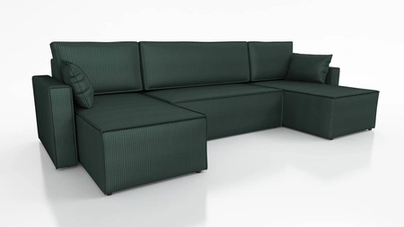 Ecksofa mit Schlaffunktion Rebenes U grün Universal-Ecksofa dreidimensionaler Stoff mit ausdrucksstarken Streifen Bettzeugbehälter