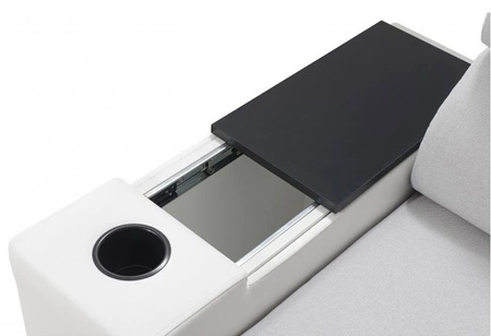 Ecksofa mit Schlaffunktion Provo III braun/weiß links Ecksofa mit Bettzeugablage und verstellbaren Kopfstützen