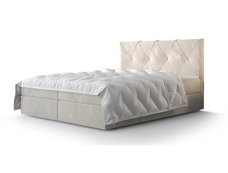 Boxspringbett Arvada 160x200 beige Bett im modernen skandinavischen Stil mit gepolstertem Kopfteil