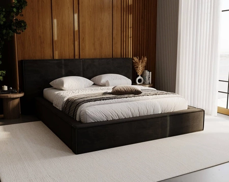 Polsterbett Palise 140x200 schwarz stilvolles Bett mit Bettzeugablage komfortables Kopfteil besticht durch sein elegantes Design