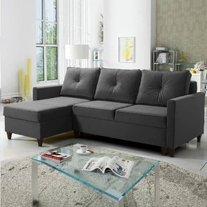 Ecksofa mit Schlaffunktion Terni graphit links Praktisches und funktionelles Ecksofa mit geräumigen Behältern für Bettzeug