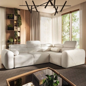 Ecksofa mit Schlaffunktion Cantare II elfenbeinfarben rechts bequemes Ecksofa für Wohnzimmer mit stilvollem Charakter weicher Stoff