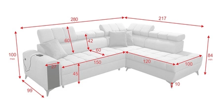 Ecksofa mit Schlaffunktion Bolmso VII beige rechte Ecke sehr elegantes Ecksofa für das Wohnzimmer mit einer Schublade und einem Behälter für Bettzeug
