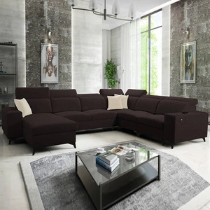 Ecksofa mit Schlaffunktion Kelly Sleek VIII braun linkes stilvolles Ecksofa für Wohnzimmer bietet Komfort beim Entspannen