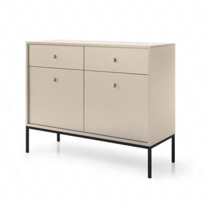 Kommode mit Schubladen Mono 104 cm Beige Minimalistisches Design stilvoller goldener Griff schlichte Form mit metallischen Elementen