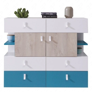 Kommode Niko 110 cm weiß / Eiche / marine ideal für das Jugendzimmer stilvoll und funktionell