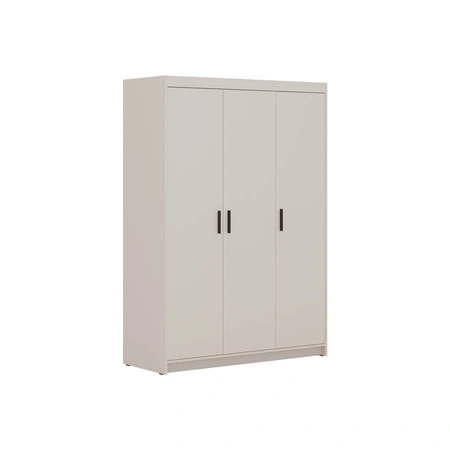 Kleiderschrank Rene 133 cm sandbeige stilvoller Schlafzimmerschrank mit schlichtem klassischem Design kontrastierende schwarze Griffe