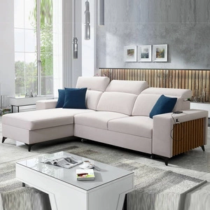 Ecksofa mit Schlaffunktion Kelly Elfenbein Samt links Komfort und Funktionalität Ecksofa mit Latten