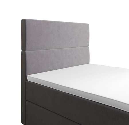Boxspringbett Bing 90x200 hellgrau im modernen skandinavischen Stil mit gepolstertem Kopfteil Bett mit Staukasten