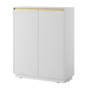 Imperial 104 cm hohe Kommode weiß elegante stilvolle Kommode mit einzigartigem Charakter mit gefrästen Fronten und Goldgriffen