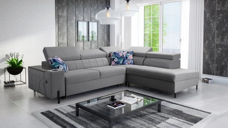 Ecksofa mit Schlaffunktion Belvi III grau rechte Seite komfortables und elegantes Ecksofa für das Wohnzimmer mit praktischem Stauraum an der Seite