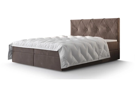 Boxspringbett Arvada 180x200 hellbraun Bett im modernen skandinavischen Stil mit gepolstertem Kopfteil
