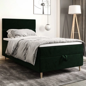 Boxspringbett Bing 100x200 flaschengrün im modernen skandinavischen Stil mit gepolstertem Kopfteil Bett mit Staukasten