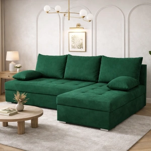 Ecksofa mit Schlaffunktion Fasti flaschengrün Universal-Ecksofa mit Bettzeugcontainer Garantie für Komfort