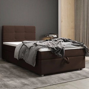 Boxspringbett Fresno 120x200 braun im modernen skandinavischen Stil mit gepolstertem Kopfteil Bett mit Staukasten