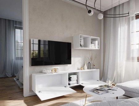 Glifa Hängeschrank weiß / weiß glänzend stilvoller und ergonomischer Hängeschrank für jedes Innenraumtürsystem mit Push-to-Open-Funktion