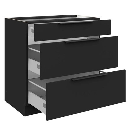 Eck-Küchenmöbelset Brianza / Schwarz 330x210 cm Griffe aus Metall sehen in modernen Innenräumen toll aus