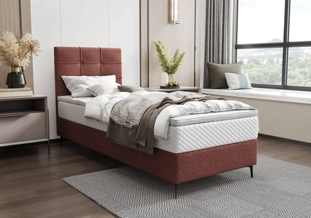 Boxspringbett Irvine 90x200 Ziegelstein stilvolles Bett mit Bettzeugablage und hohem Kopfteil besticht durch sein elegantes Design
