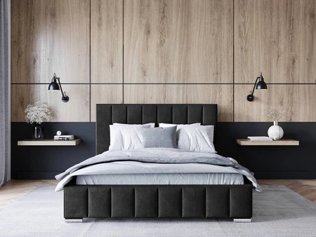 Polsterbett Insam 160x200 schwarz stilvolles Bett mit Bettzeugablage komfortables Kopfteil besticht durch sein elegantes Design