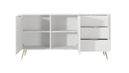 Kommode Lante 163 cm weiß geschmackvolle Kommode mit kannelierten Fronten auf hohen schrägen Beinen gestützt stilvolle Griffe