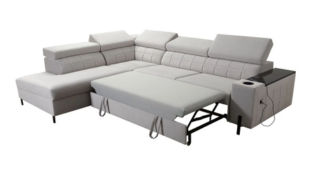 Ecksofa mit Schlaffunktion Belvi III heather left bequemes und elegantes Ecksofa für das Wohnzimmer mit praktischem Stauraum an der Seite