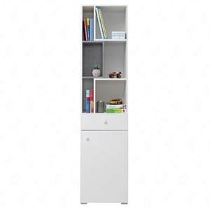 Bücherregal Epsilon 45 cm weiß / Beton ideal für Jugendzimmer stilvolle und funktionale Bücherregal mit Schublade