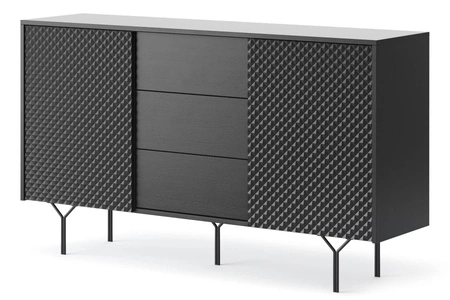 Kommode Adamant 144 cm schwarz graphit modernes Design push to open system für Türen und Schubladen original Möbel mit gefräster Front