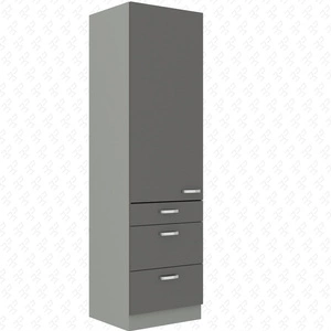 Küchenhochschrank Grau 60 DKS-210 3S 1F Küchencontainer mit Schubladen dampf-, hitze- und auslaufsicherer Schrank