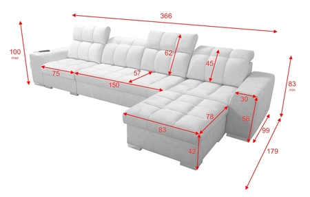Ecksofa mit Schlaffunktion Luigi XII aschgrau rechtes ein stilvolles Ecksofa für das Wohnzimmer in einer minimalistischen und eleganten Ausführung