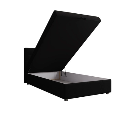 Boxspringbett Fresno 120x200 schwarz im modernen skandinavischen Stil mit gepolstertem Kopfteil Bett mit Staukasten