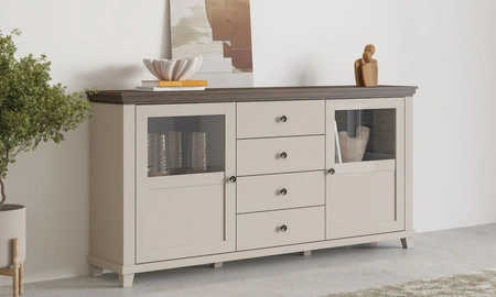 Kommode mit Schubladen Evora 181 cm beige / Eiche dunin funktionell ideal für moderne klassische und skandinavische Innenräume