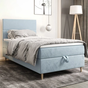 Boxspringbett Bing 90x200 hellblau im modernen skandinavischen Stil mit gepolstertem Kopfteil Bett mit Staukasten