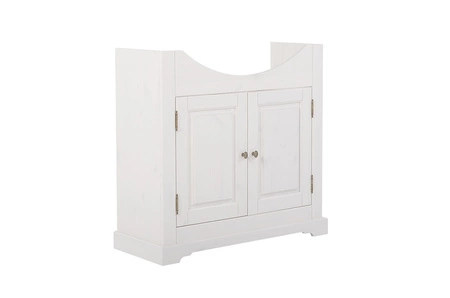 Waschbeckenschrank Romantic 85 cm weiß eleganter Schrank aus Holz Metallgriffe ideal für Bäder im klassischen Stil